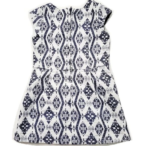 Genuine Kids From OshKosh B'gosh Jacquard Romper Dress White & Navy Blue Size 4T - Picture 2 of 12
